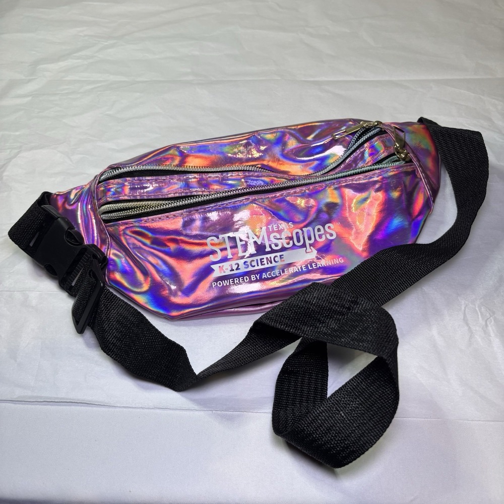 Stemscopes Fanny Pack Holographic Purple Outdoor Travel Hiking Vintage Retro 80s